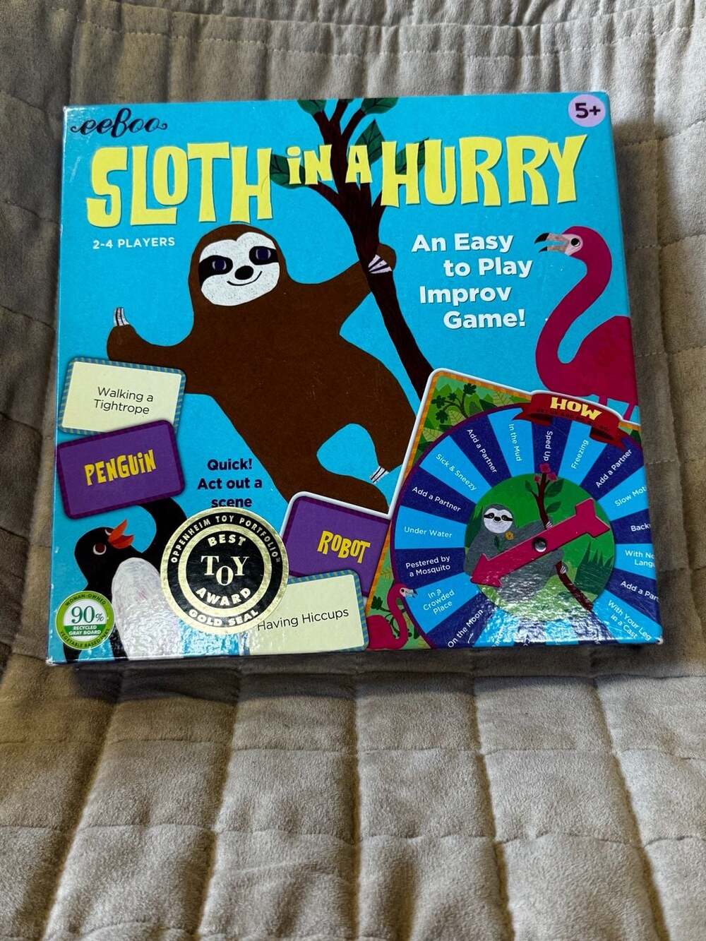 eeBoo Sloth in a Hurry An Easy to Play Improv Action Board Game